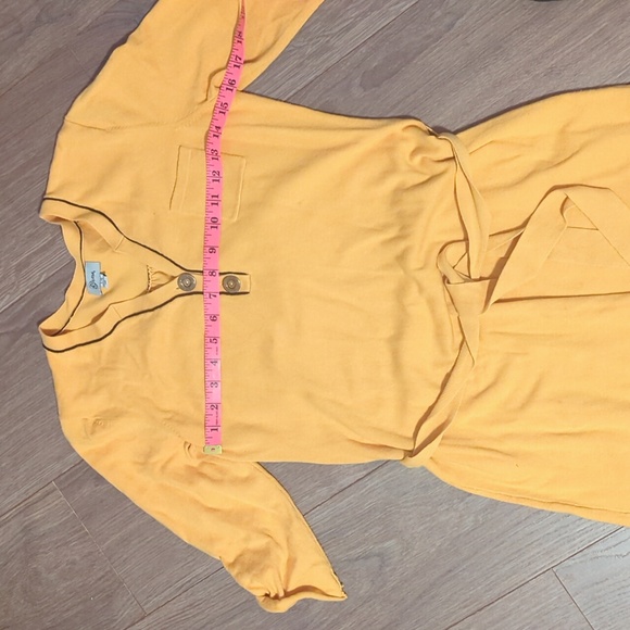 GUESS | Mustard yellow sweater dress, belted waistline with button top, slarge - Picture 6 of 8